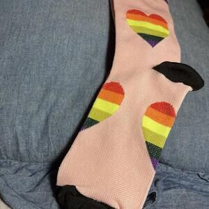 Pink Socks With Hearts Compression Socks Stockings Knee High‎ Small